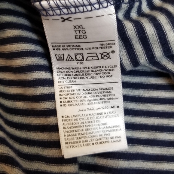 🤍 EUC Blue & Gray Striped Men's Polo Shirt Size 2X - Picture 4 of 5